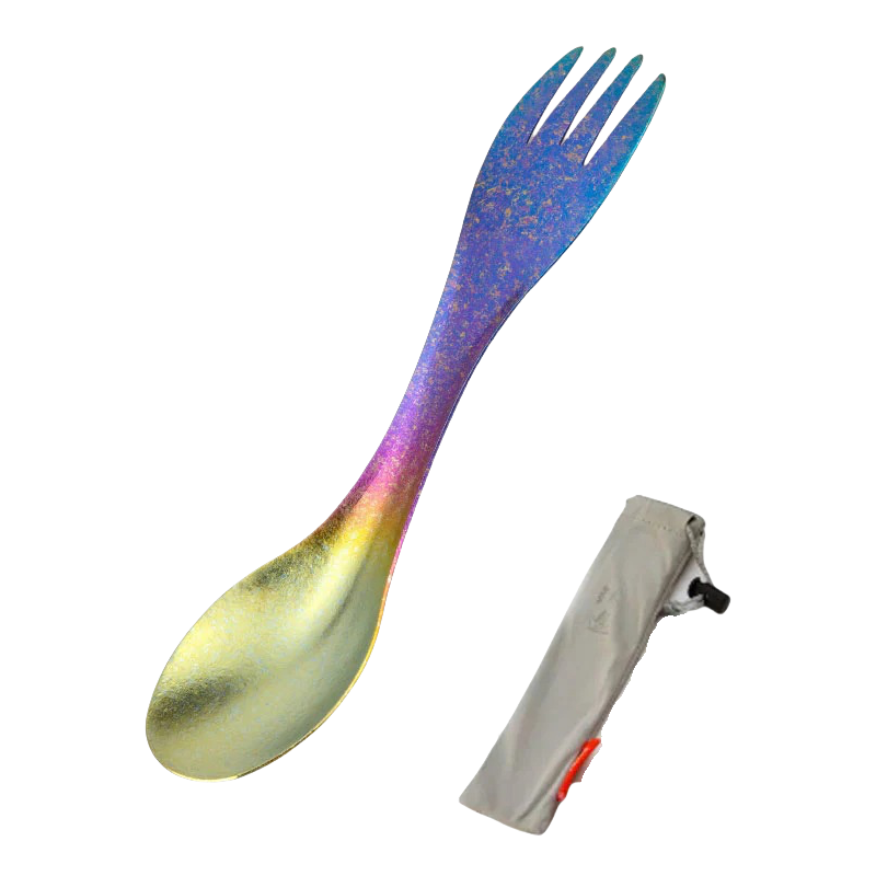 Outdoor Titanium Spork - Lightweight and Durable 2-in-1 Utensil with Storage Pouch