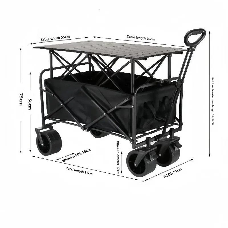 Heavy-Duty Foldable Camping Wagon with 380L Capacity and Steel Frame