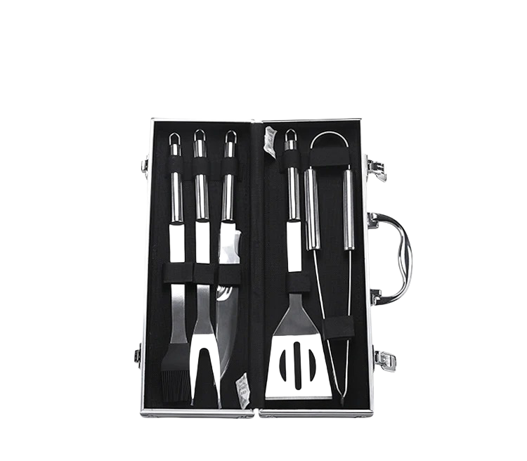 26-Piece Stainless Steel BBQ Tool Set with Aluminum Case for Camping & Outdoor Grilling