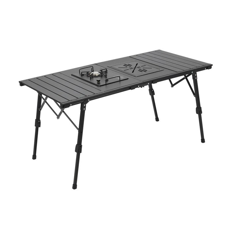 Adjustable Height Aluminum Alloy Camping Table with IGT Compatibility - 127 cm Extended Length