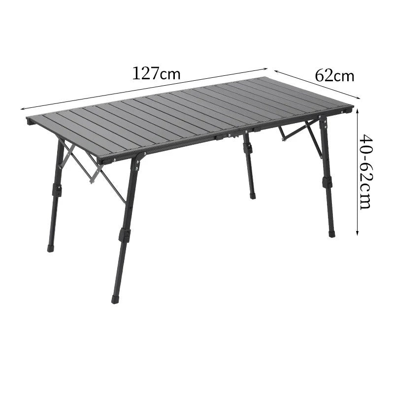 Adjustable Height Aluminum Alloy Camping Table with IGT Compatibility - 127 cm Extended Length