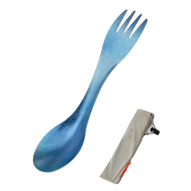 Outdoor Titanium Spork - Lightweight and Durable 2-in-1 Utensil with Storage Pouch