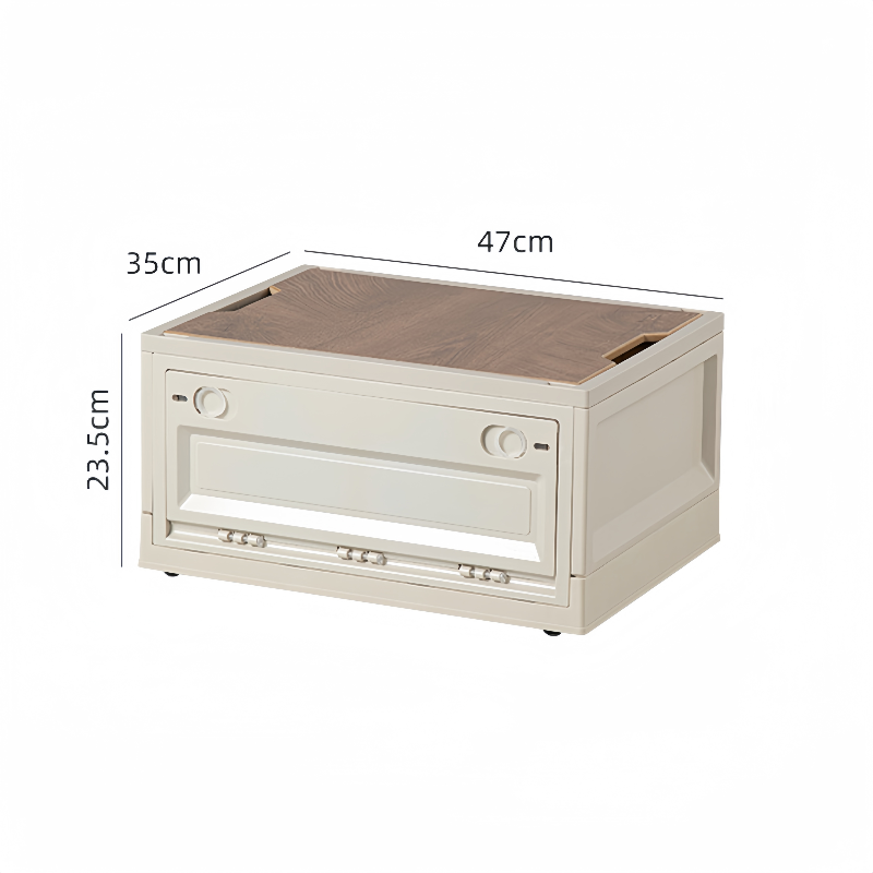 Outdoor Side-Opening Storage Box with Wheels - Multi-Functional Camping Organizer with Wooden Lid