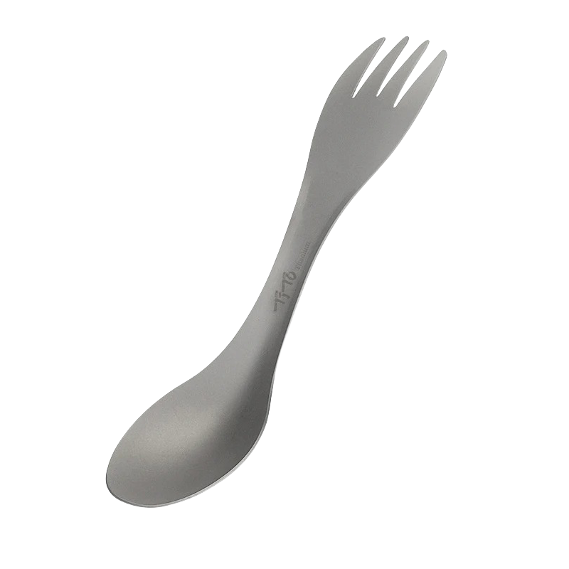 Outdoor Titanium Spork - Lightweight and Durable 2-in-1 Utensil with Storage Pouch