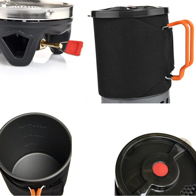 Camping Cooking System with Coffee Filter - Energy-Saving Heat Concentration Pot, Ideal for Hiking and Outdoor Use