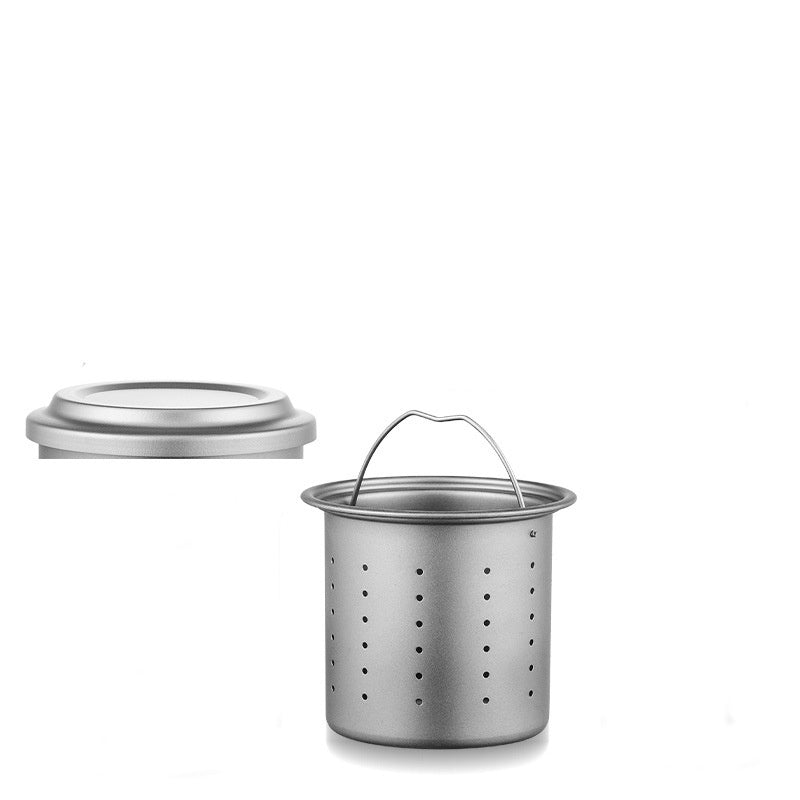 Pure Titanium Mug with Tea Infuser - 420ml, Foldable Handle, Portable Tea Set for Camping & Outdoor