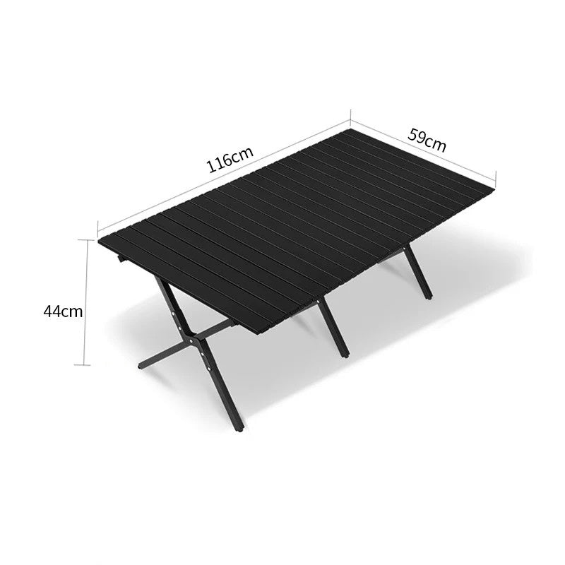 Carbon Steel Roll-Up Camping Table | Portable Outdoor Folding Picnic Table