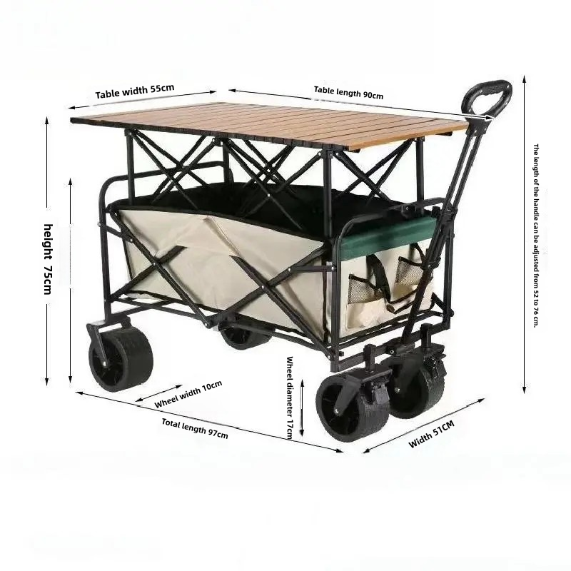 Heavy-Duty Foldable Camping Wagon with 380L Capacity and Steel Frame