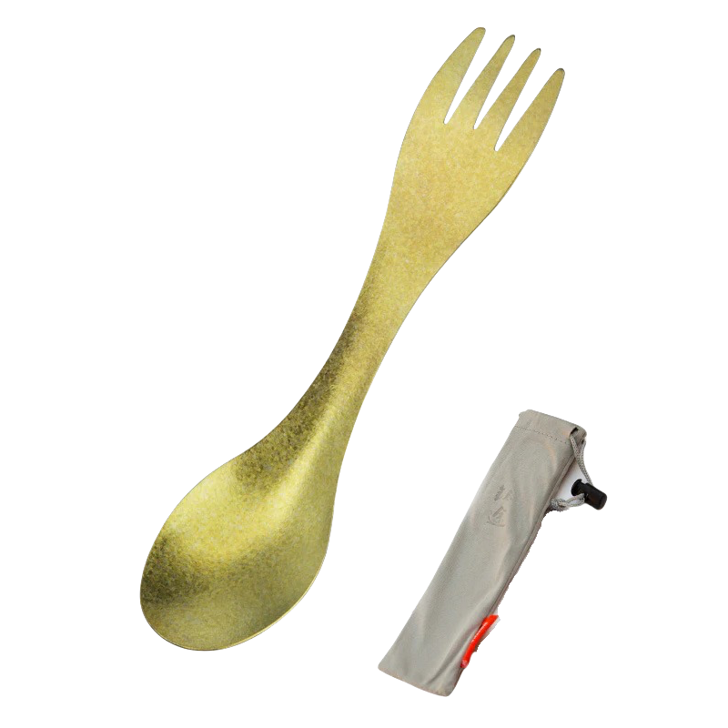 Outdoor Titanium Spork - Lightweight and Durable 2-in-1 Utensil with Storage Pouch