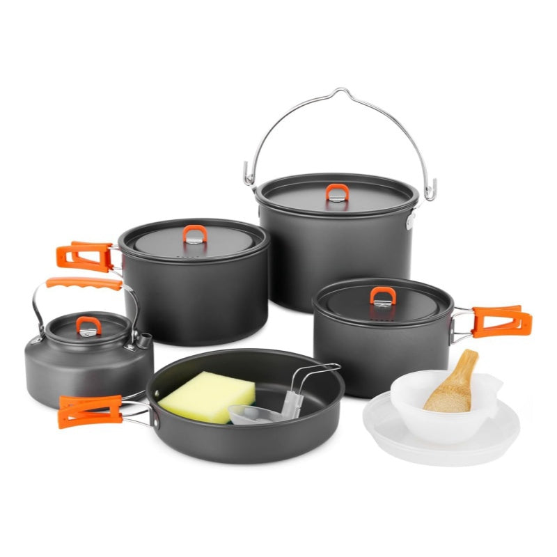 Outdoor Camping Cookware Set - Lightweight Pots, Kettles, Pans for Hiking & Backpacking