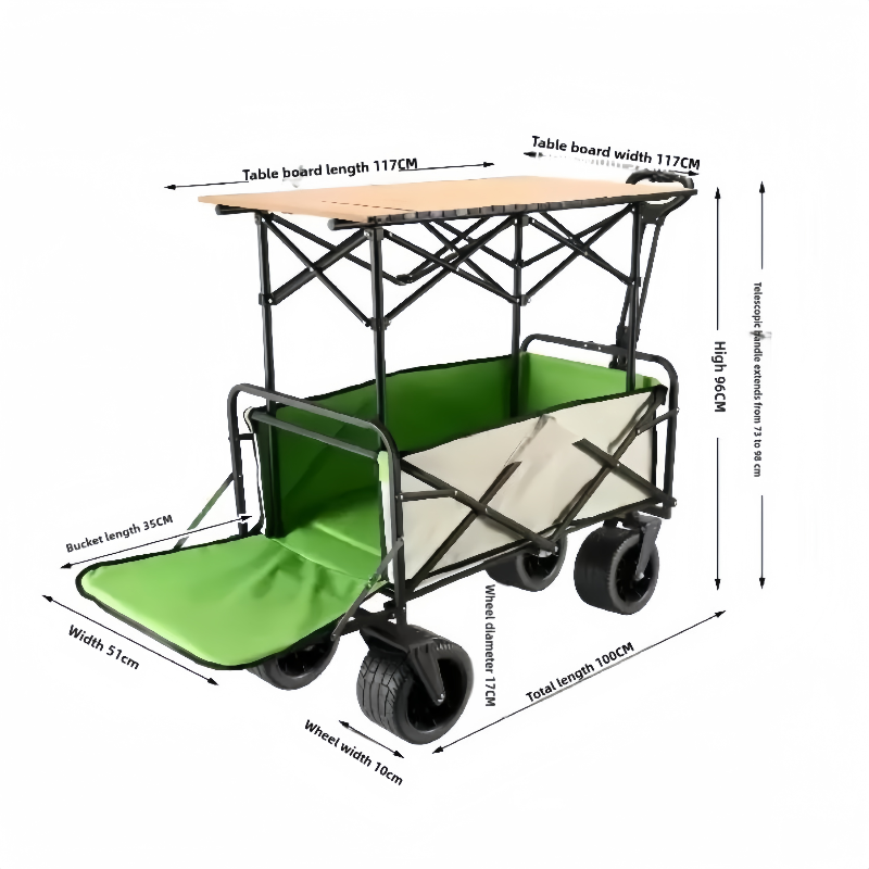 Heavy-Duty Foldable Camping Wagon with 380L Capacity and Steel Frame