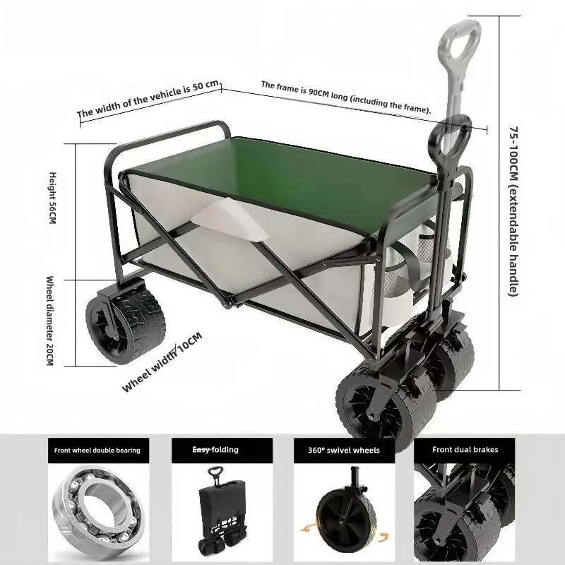 Heavy-Duty Foldable Camping Wagon with 380L Capacity and Steel Frame