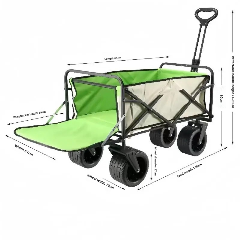 Heavy-Duty Foldable Camping Wagon with 380L Capacity and Steel Frame