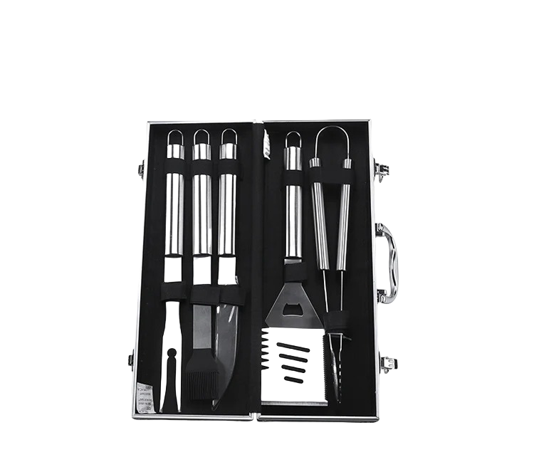 26-Piece Stainless Steel BBQ Tool Set with Aluminum Case for Camping & Outdoor Grilling