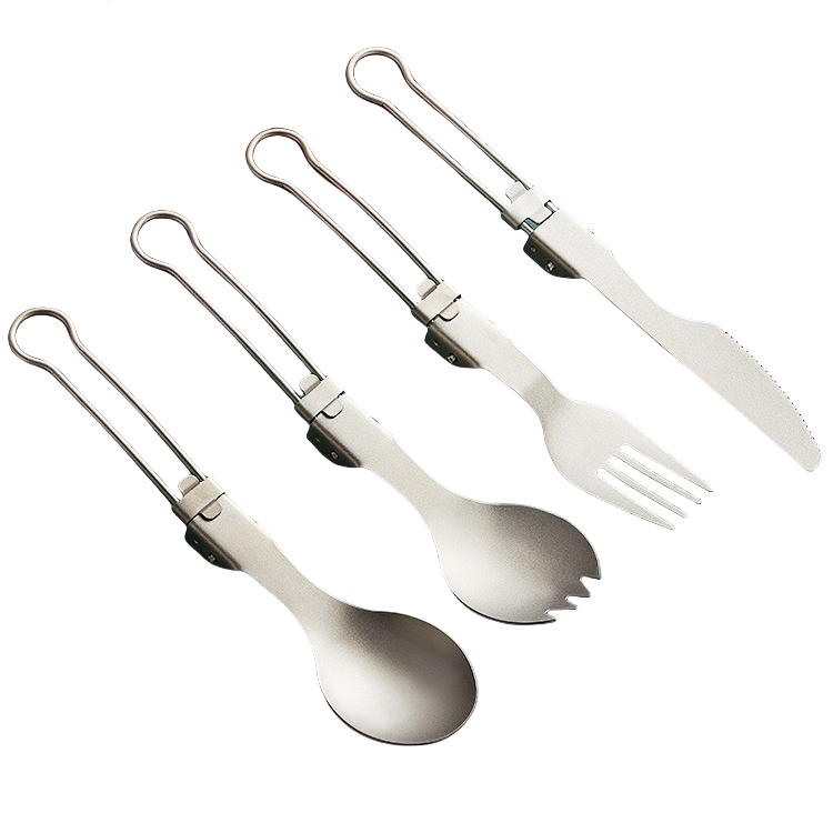 Outdoor Pure Titanium Foldable Cutlery Set – Knife, Fork, Spoon, Spork, and Chopsticks Options