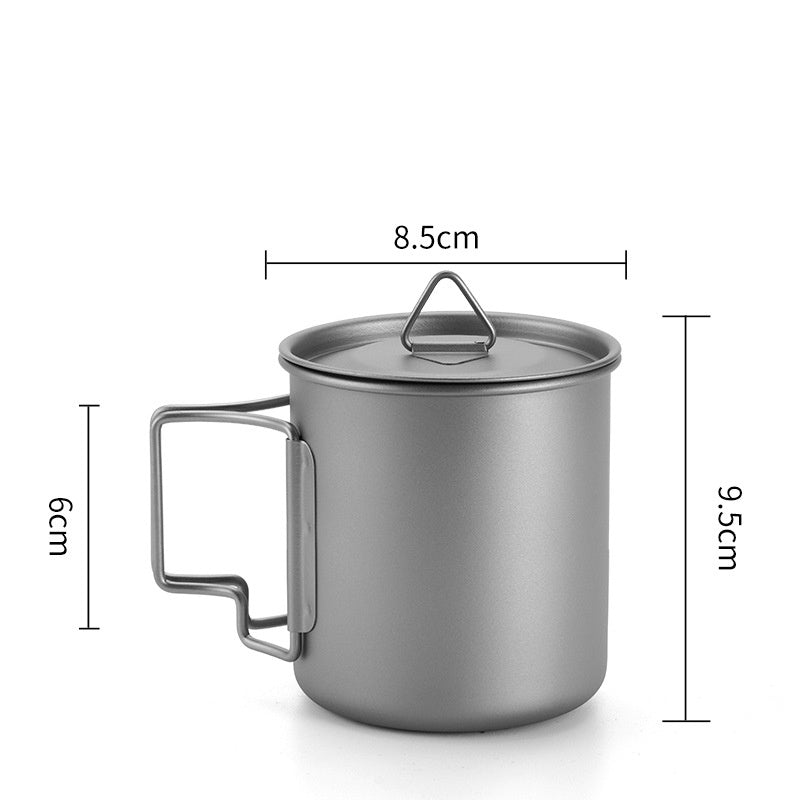 Pure Titanium Mug with Tea Infuser - 420ml, Foldable Handle, Portable Tea Set for Camping & Outdoor