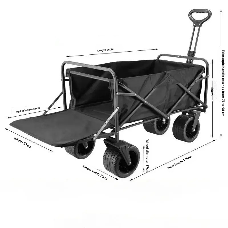 Heavy-Duty Foldable Camping Wagon with 380L Capacity and Steel Frame