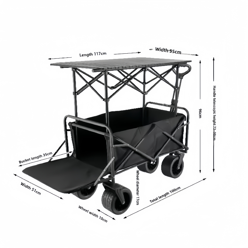 Heavy-Duty Foldable Camping Wagon with 380L Capacity and Steel Frame